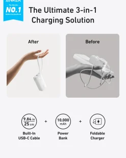 Anker Power Bank (10K, Fusion, Built-In USB-C Cable)and Anker Nano Charger (20W)