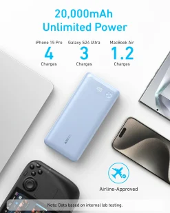 Anker Power Bank (20K, 87W, Built-In USB-C Cable)