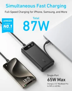 Anker Power Bank (20K, 87W, Built-In USB-C Cable)