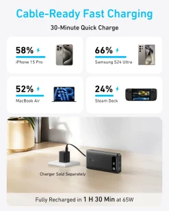 Anker Power Bank (20K, 87W, Built-In USB-C Cable) WM