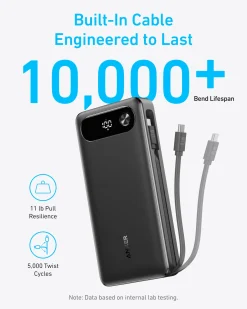 Anker Power Bank (20K, 87W, Built-In USB-C Cable) WM