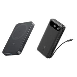 Anker Power Bank (20K, 8wer Ban7W, Built-In USB-C Cable) and Anker MagGo Pok (10K, Slim)