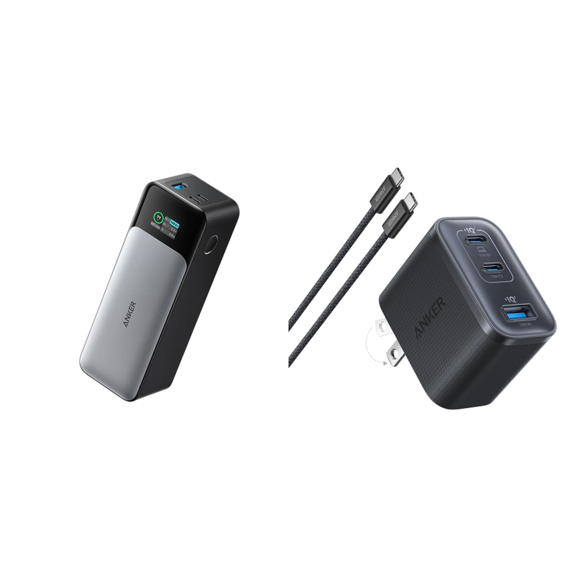 Anker 737 Power Bank (PowerCore 24K) and Anker Nano Charger (70W, 3 Ports)
