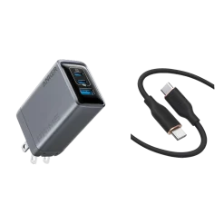 Anker Prime Charger (100W, 3 Ports, GaN) and Anker 643 USB-C to USB-C Cable (Flow, Silicone)