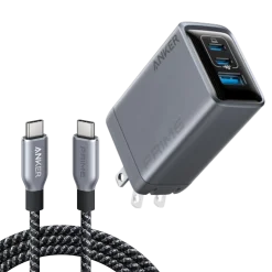 Anker Prime Charger (100W, 3 Ports, GaN) and Anker Prime USB-C to USB-C Cable (240W, Upcycled-Braided)