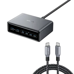 Anker Prime Charger (200W, 6 Ports, GaN) and Anker Prime USB-C to USB-C Cable 240W