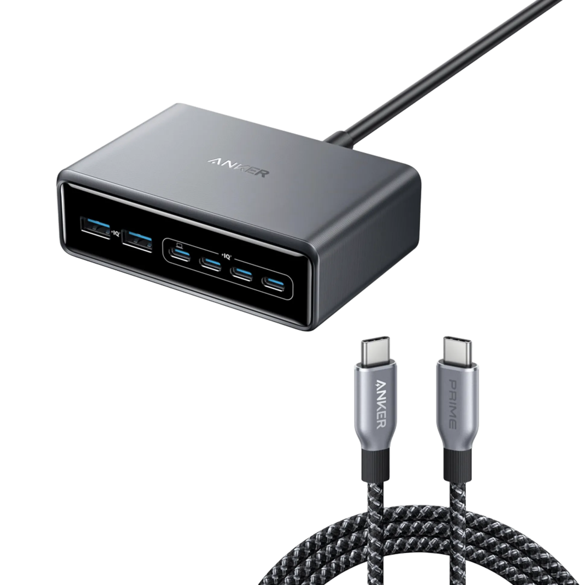 Anker Prime Charger (200W, 6 Ports, GaN) and Anker Prime USB-C to USB-C Cable 240W