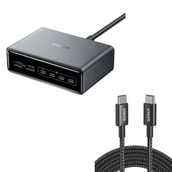 Anker Prime Charger (200W, 6 Ports, GaN) and USB-C to USB-C 100W Cable (10 ft)