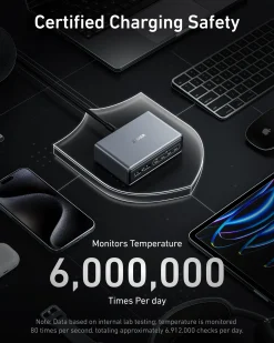 Anker Prime Charger (200W, 6 Ports, GaN) and USB-C to USB-C 100W Cable (10 ft)