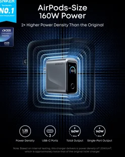 Anker Prime Charger (160W, 3 Ports, Smart Display) with Anker Prime USB-C to USB-C Cable (240W, Upcycled-Braided)
