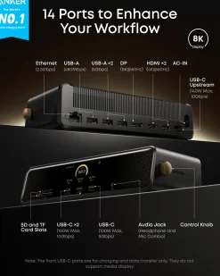 Anker Prime DL7400 Docking Station (14-in-1, Triple Display, DisplayLink)