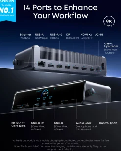 Anker Prime Docking Station (14-in-1, Triple Display, DisplayLink) with DL7400