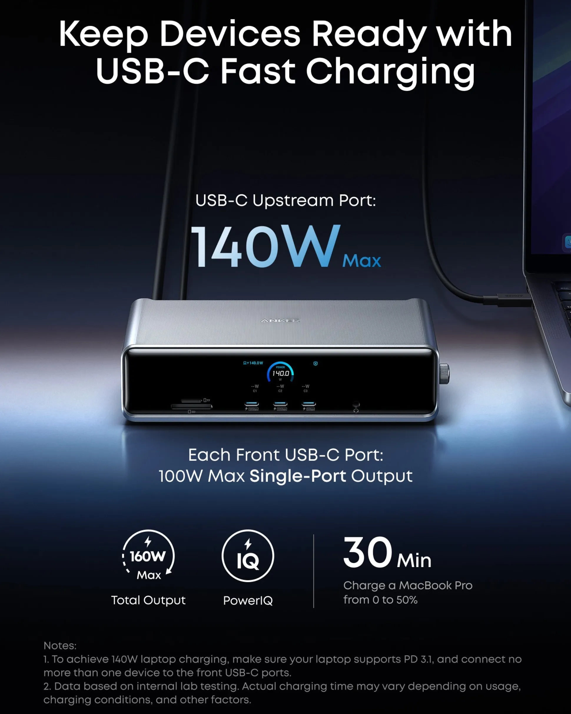 Anker Prime Docking Station (14-in-1, Triple Display, DisplayLink) with DL7400