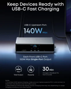 Anker Prime Docking Station (14-in-1, Triple Display, DisplayLink) with DL7400 and Thunderbolt 5 Cable (3.3 ft, 80Gbps, 240W)