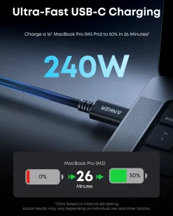 Anker Prime Thunderbolt 5 Cable (3.3 ft / 1.7 ft, 80 Gbps, 240W)