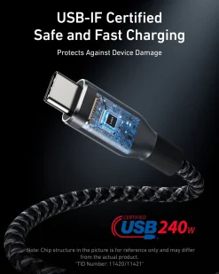 Anker Prime USB-C to USB-C Cable (240W, Upcycled-Braided, 2-Pack)