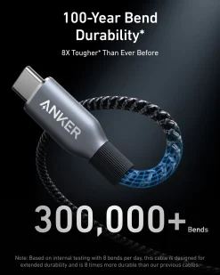 Anker Prime USB-C to USB-C Cable (240W, Upcycled-Braided, 2-Pack)