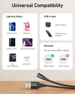 Anker 551 USB-A to Lightning Cable (3 ft / 6 ft / 10 ft)