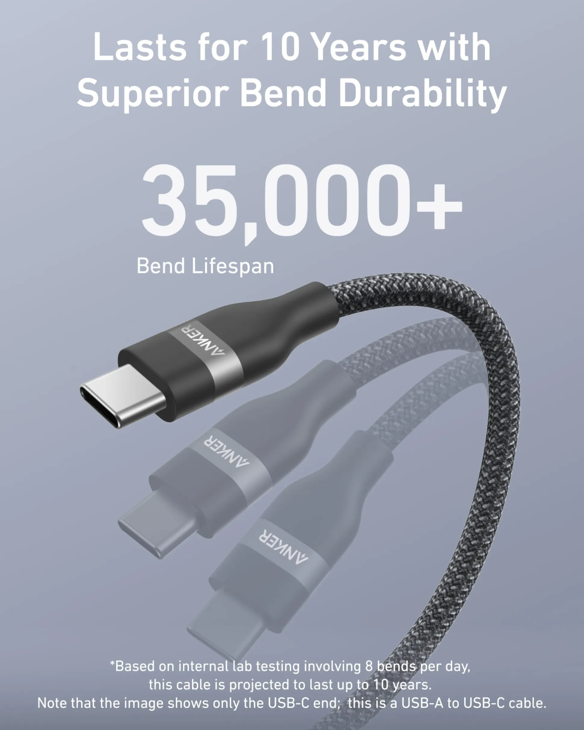 Anker USB-A to USB-C Cable (3 ft / 6 ft, Upcycled-Braided)