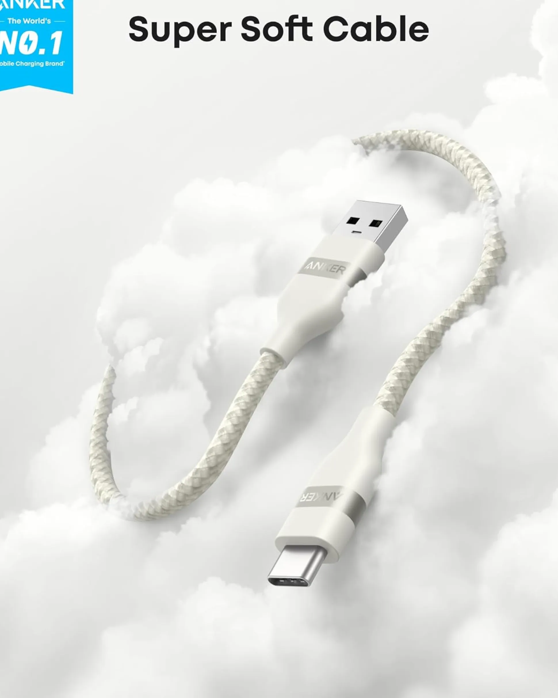 Anker USB-A to USB-C Cable (3 ft, Upcycled-Braided, 2 Pack)