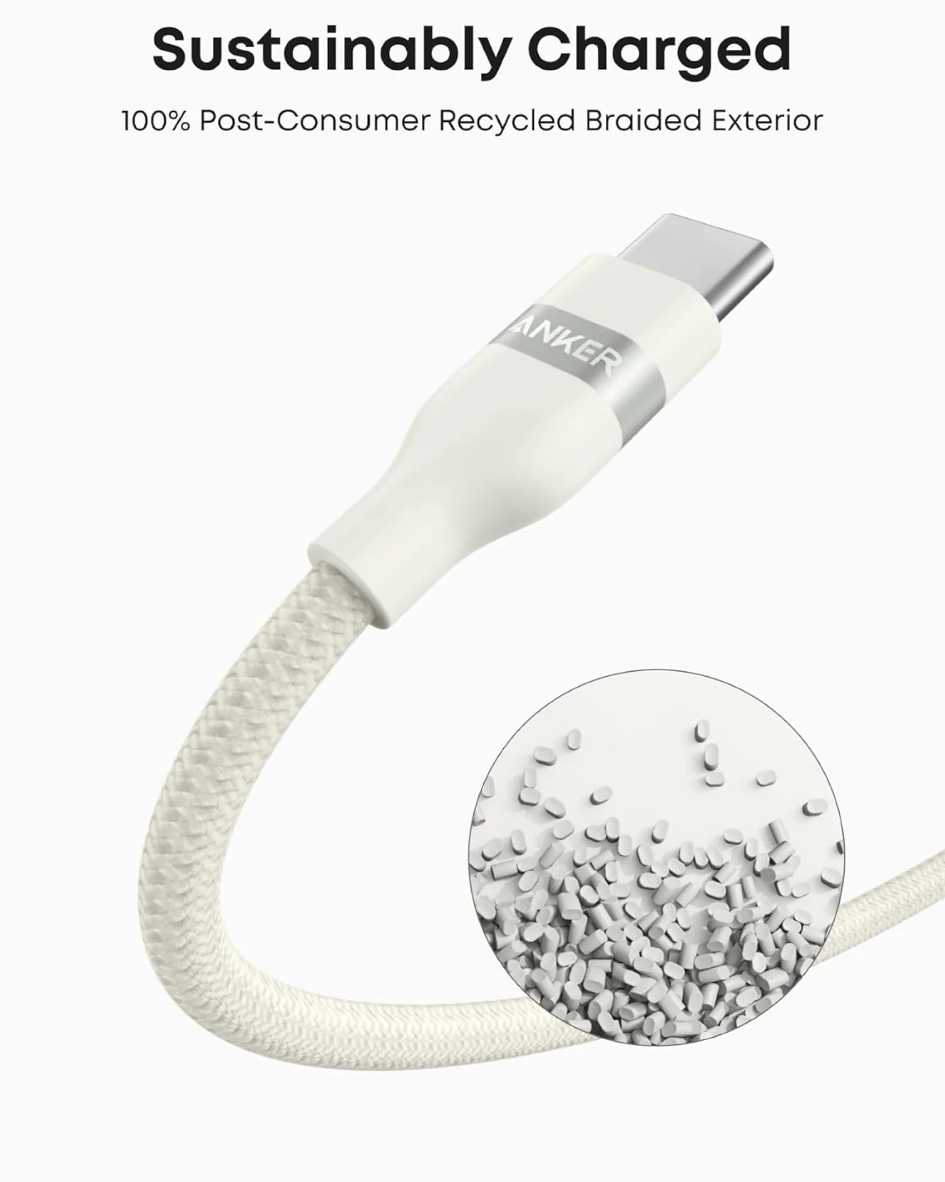 Anker USB-A to USB-C Cable (3 ft, Upcycled-Braided, 2 Pack)