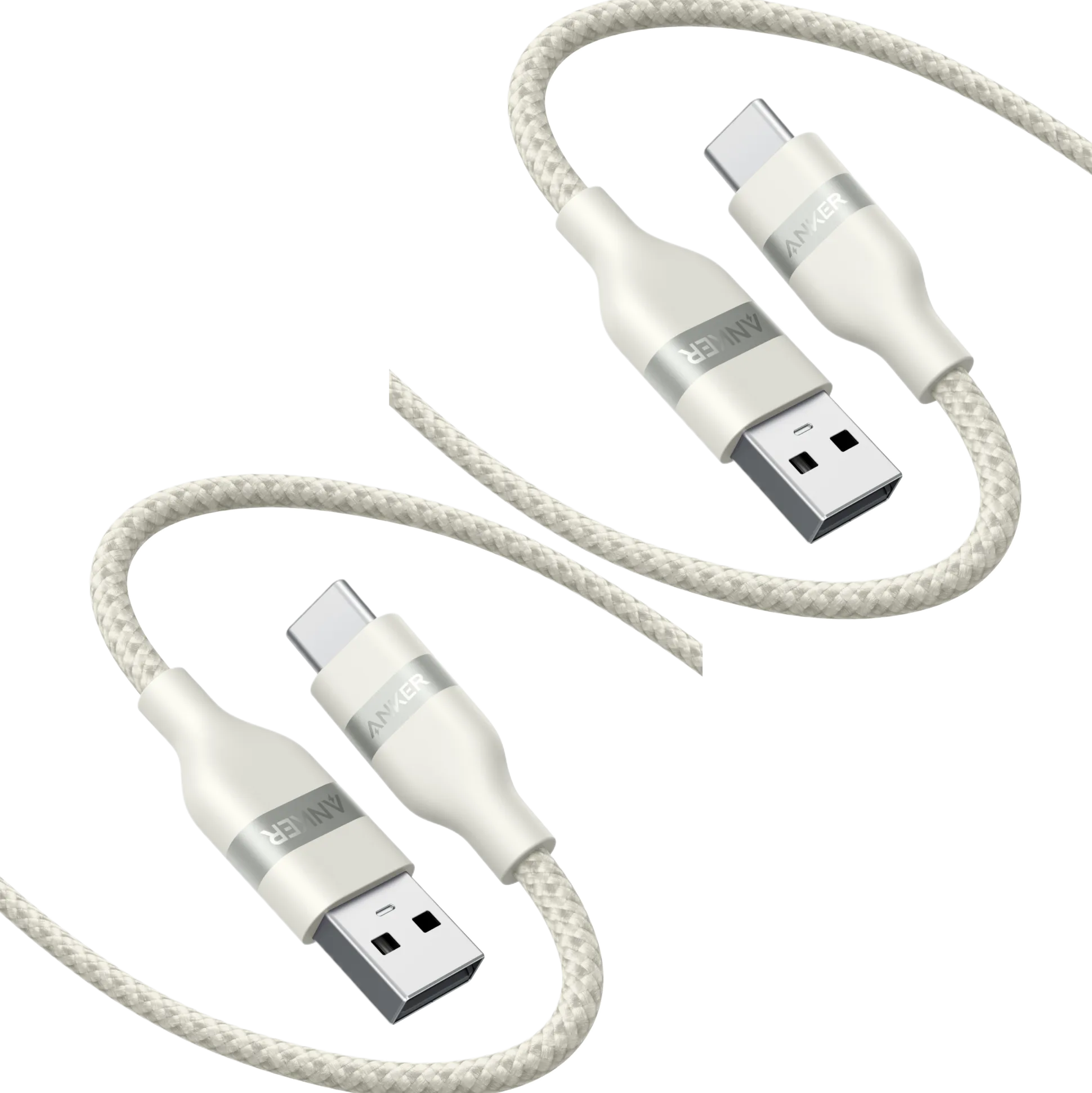 Anker USB-A to USB-C Cable (3 ft, Upcycled-Braided, 2 Pack)