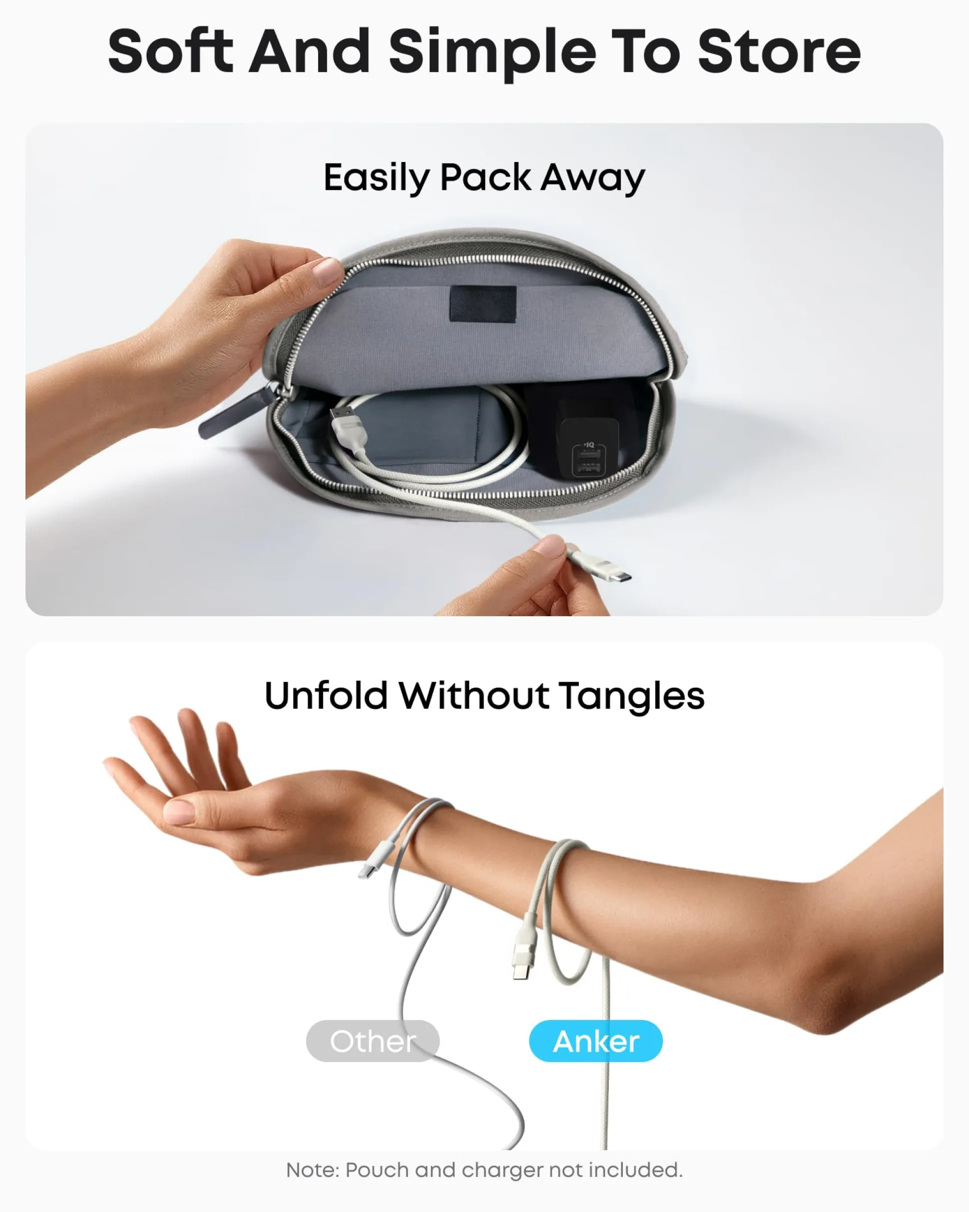 Anker USB-A to USB-C Cable (3 ft, Upcycled-Braided, 2 Pack)