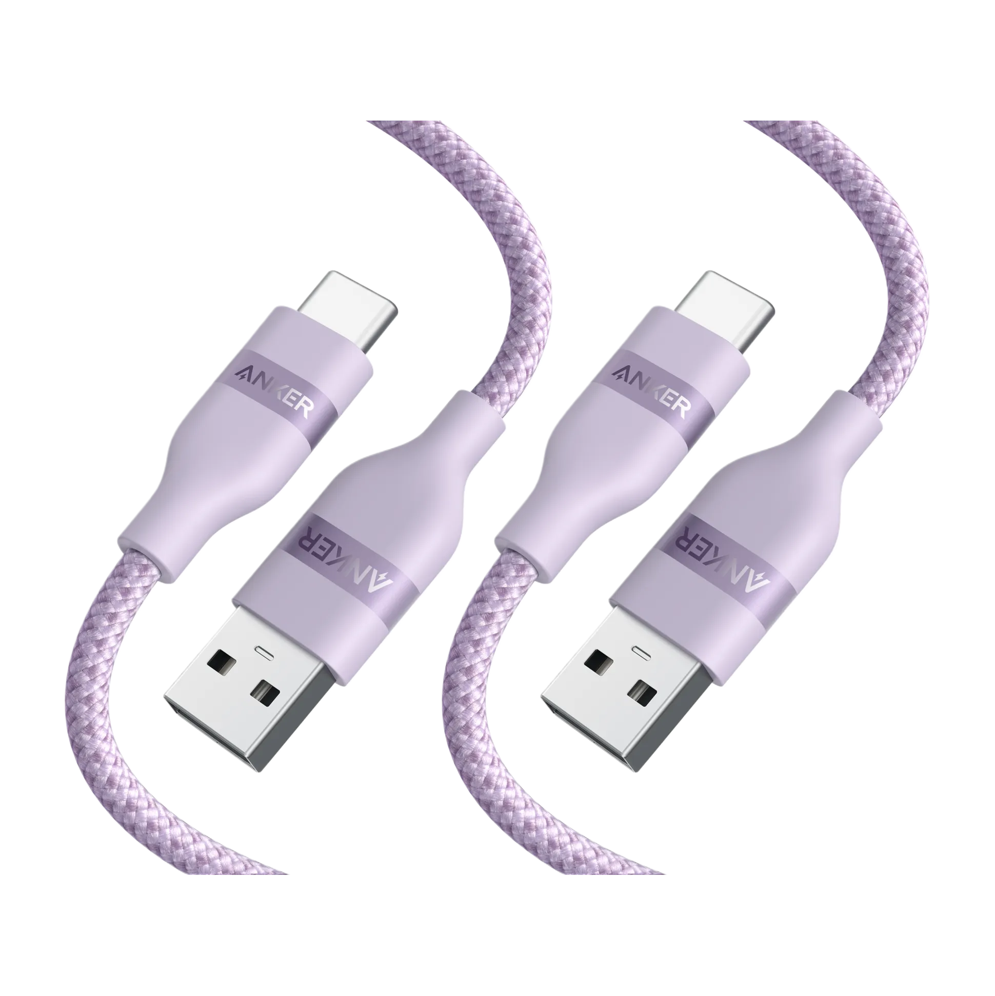 Anker USB-A to USB-C Cable (Upcycled-Braided, 2 Pack, Violet)