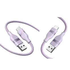 Anker USB-A to USB-C Cable (Upcycled-Braided, 2 Pack, Violet)