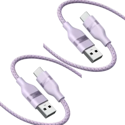Anker USB-A to USB-C Cable (Upcycled-Braided, 2 Pack, Violet)