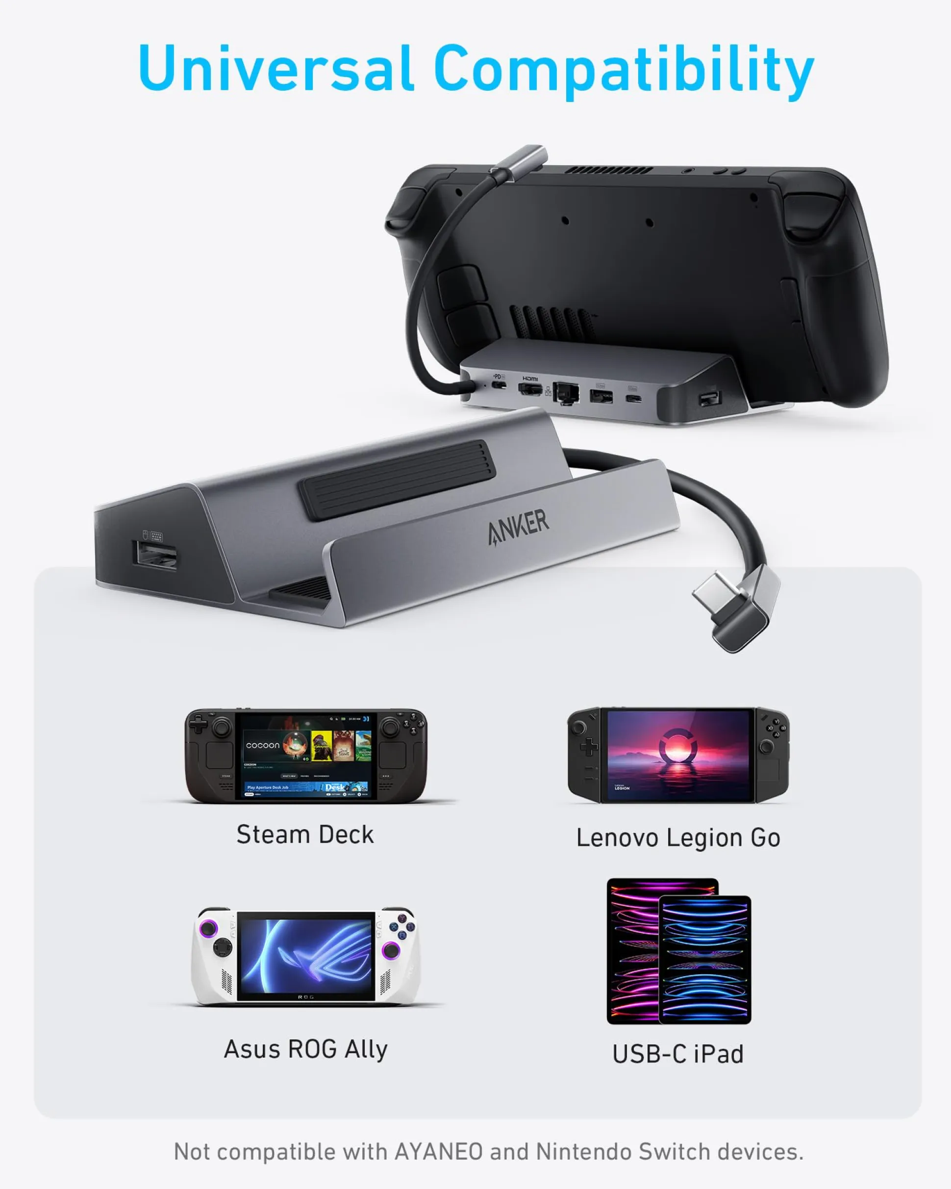 Anker USB-C Hub (6-in-1, For Handheld Game Console)