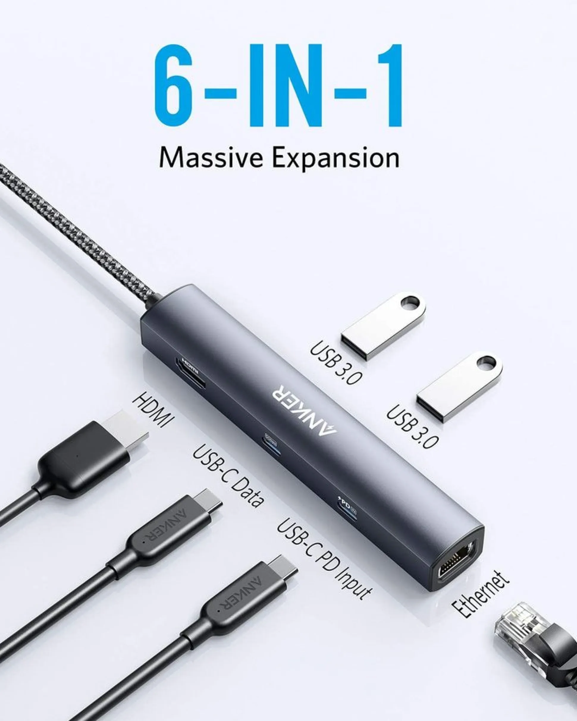 Anker 543 USB-C Hub (6-in-1, Slim)