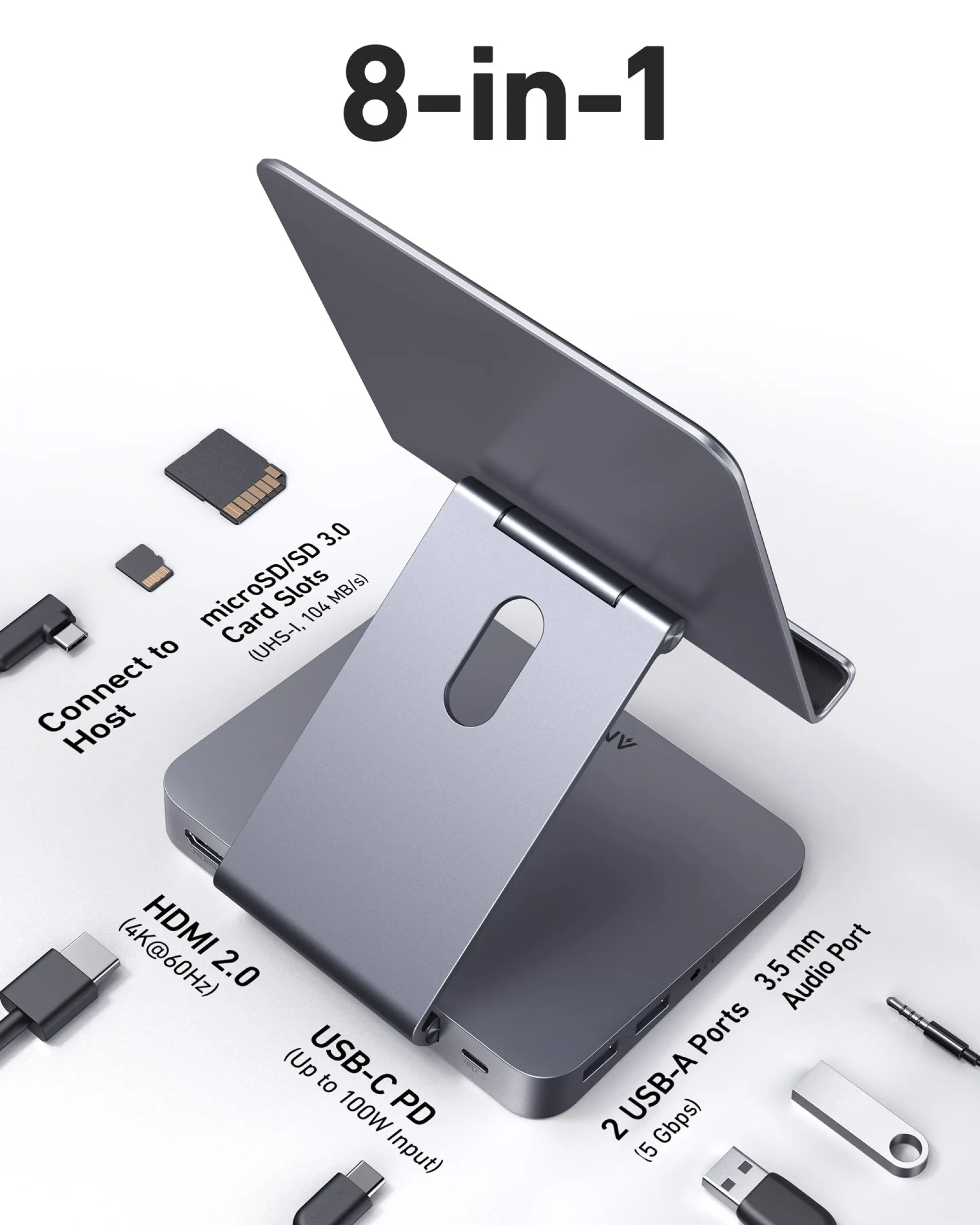 Anker 551 USB-C Hub (8-in-1, Tablet Stand)