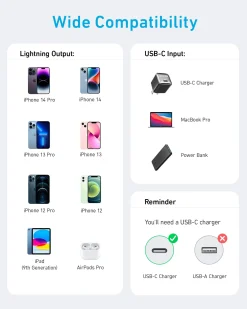 Anker 310 USB-C to Lightning Cable (6 ft /10 ft /3 ft)