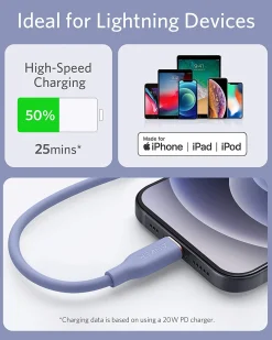 Anker 641 USB-C to Lightning Cable (Flow, 3 ft Silicone)