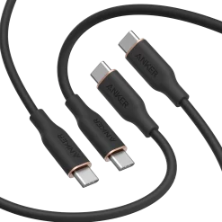 Anker 643 USB-C to USB-C Cable (Flow, Silicone, 240W, 2-Pack, Midnight Black)