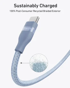 Anker USB-C to USB-C Cable (3 ft / 6 ft, 240W, Upcycled-Braided)