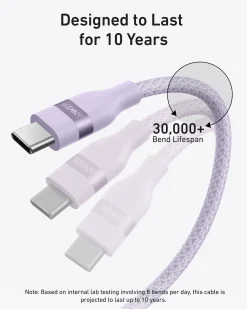 Anker USB-C to USB-C Cable (3 ft / 6 ft, 240W, Upcycled-Braided)