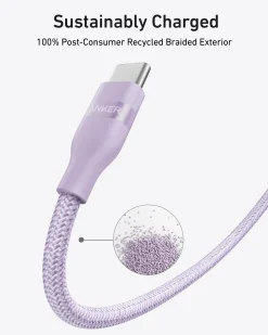 Anker USB-C to USB-C Cable (3 ft / 6 ft, 240W, Upcycled-Braided)