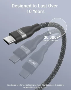 Anker USB-C to USB-C Cable (3 ft / 6 ft, 240W, Upcycled-Braided)