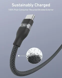 Anker USB-C to USB-C Cable (3 ft / 6 ft, 240W, Upcycled-Braided)