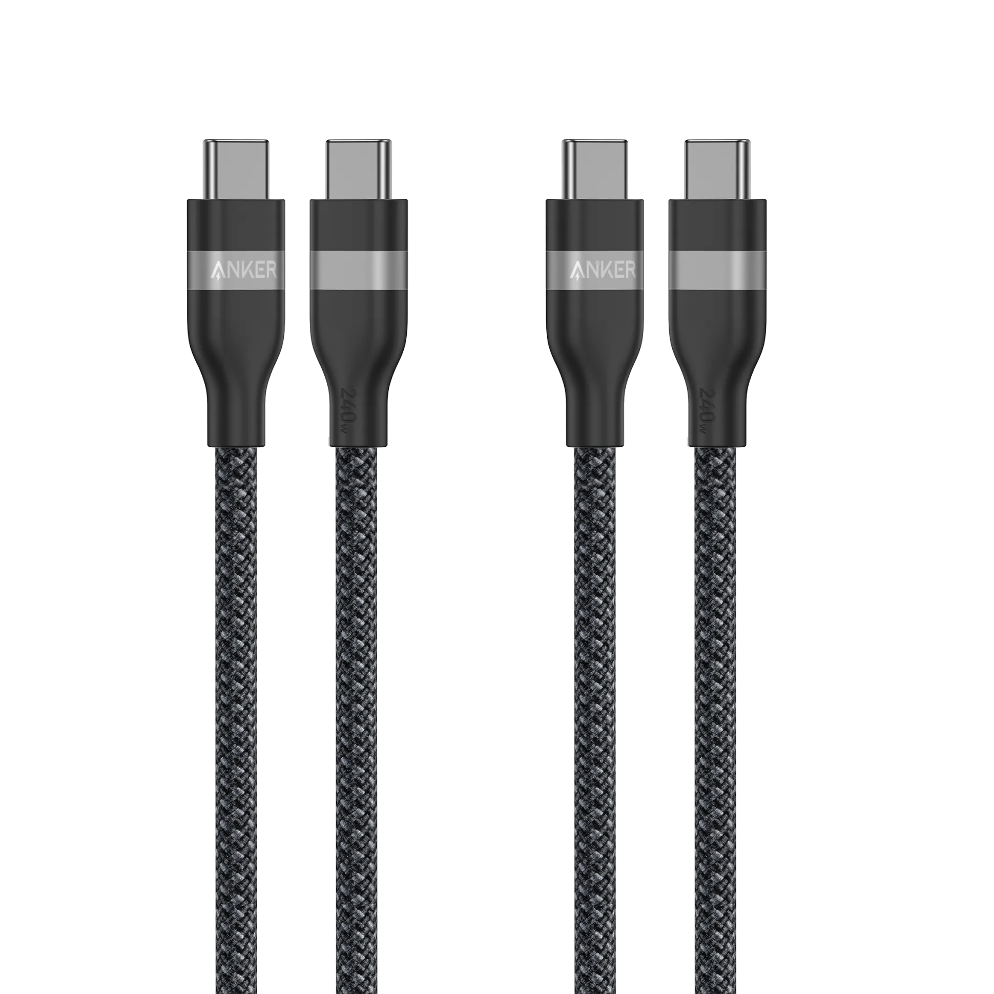 Anker USB-C to USB-C Cable (3 ft / 6 ft, 240W, Upcycled-Braided, 2-Pack)