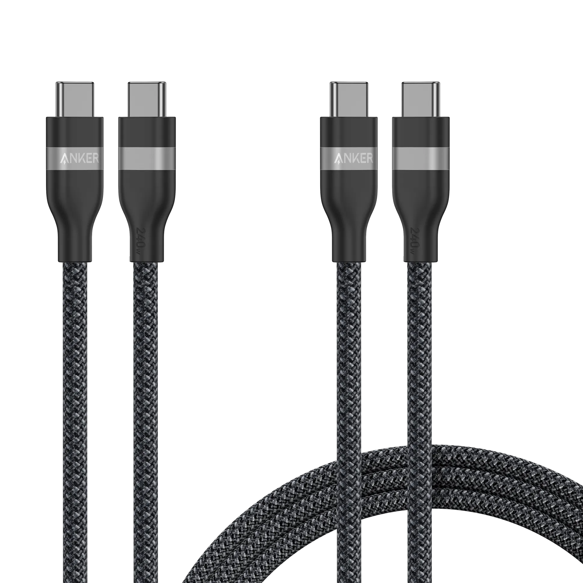 Anker USB-C to USB-C Cable (3 ft / 6 ft, 240W, Upcycled-Braided, 2-Pack)