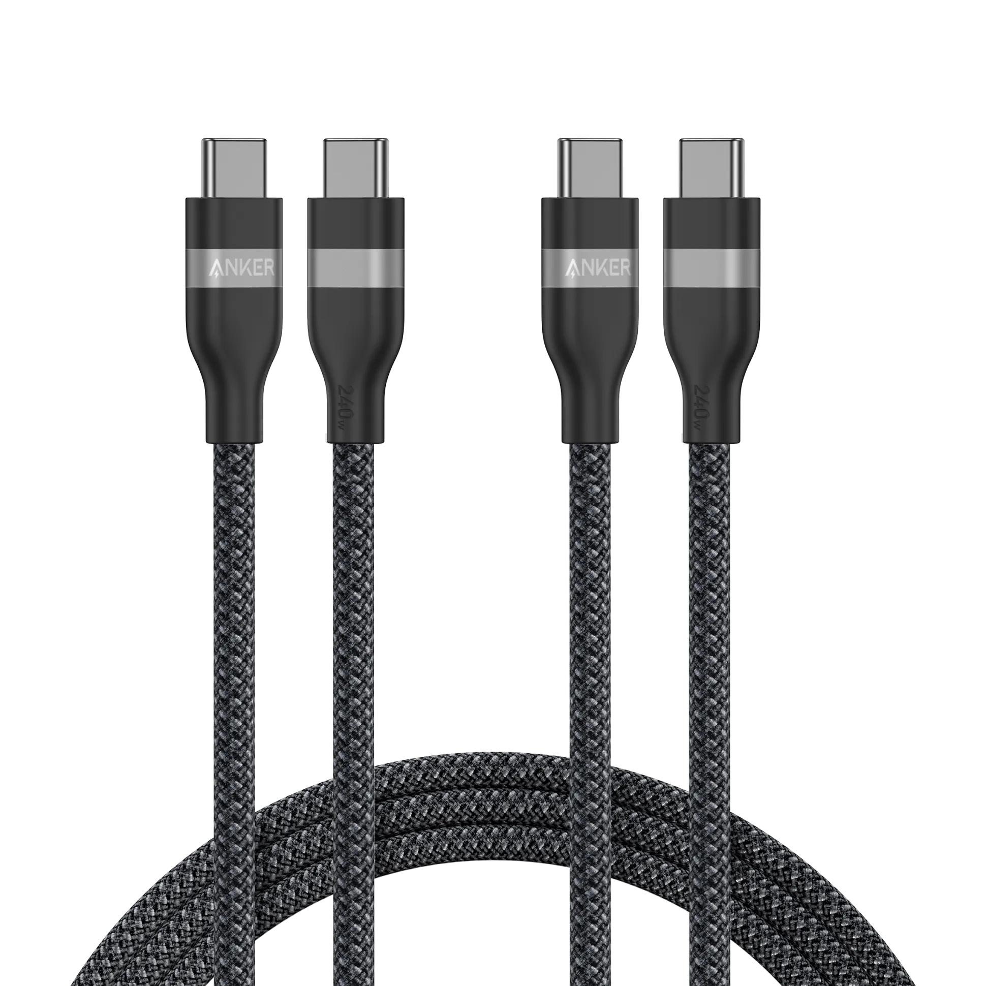Anker USB-C to USB-C Cable (3 ft / 6 ft, 240W, Upcycled-Braided, 2-Pack)