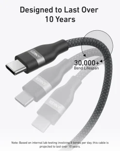 Anker USB-C to USB-C Cable (3 ft / 6 ft, 240W, Upcycled-Braided, 4-Pack)