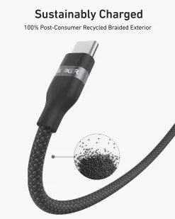 Anker USB-C to USB-C Cable (3 ft / 6 ft, 240W, Upcycled-Braided, 4-Pack)