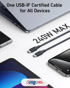 Anker 543 USB C to USB C Cable (240W, 10 ft)