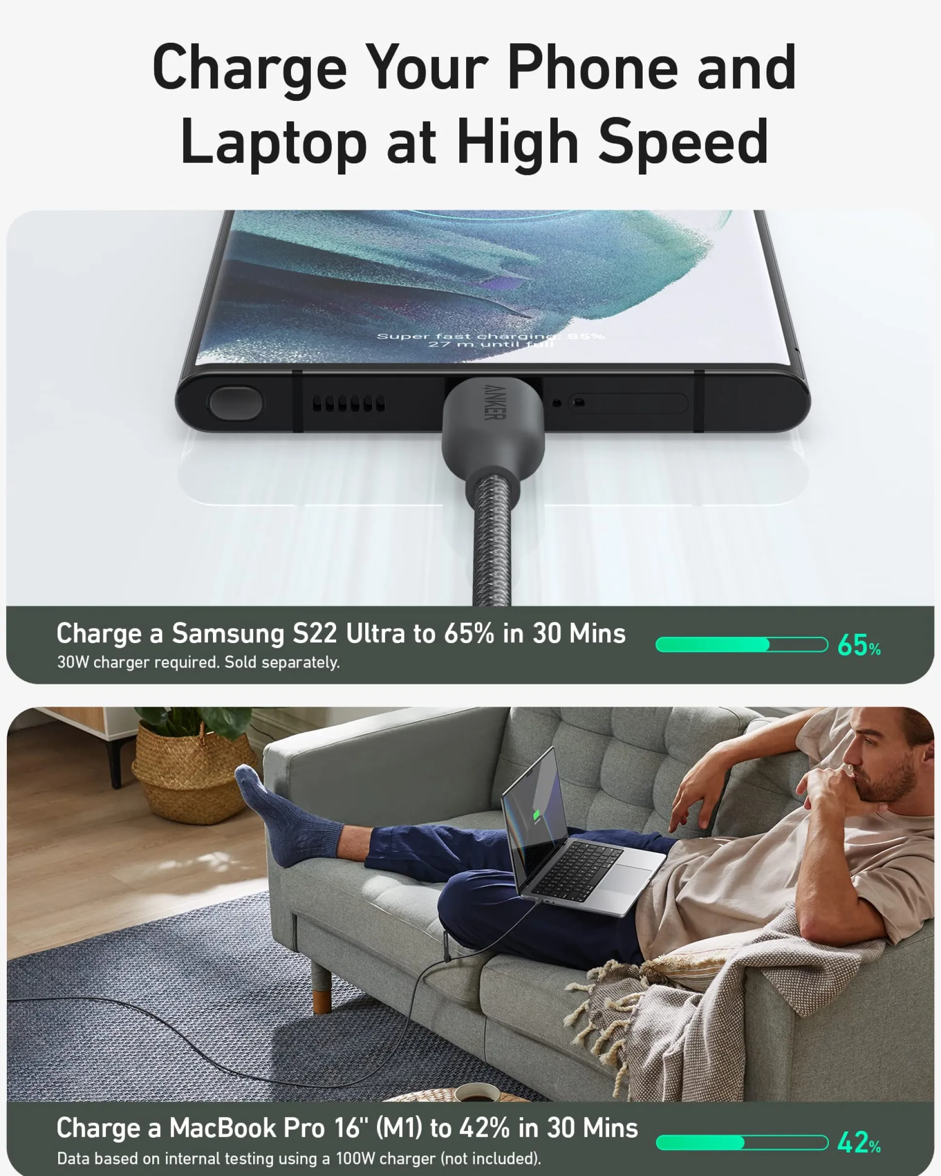 Anker 543 USB C to USB C Cable (240W, 10 ft)