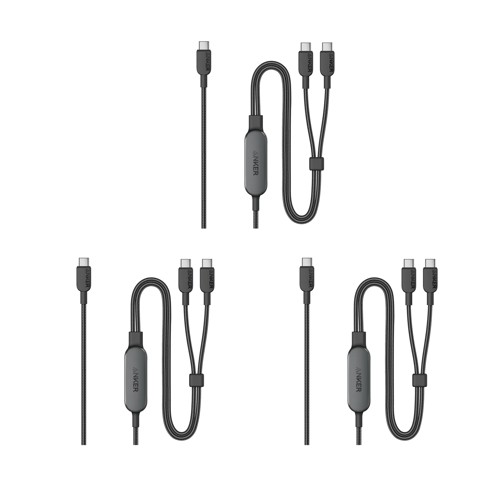 Anker 140W 2-in-1 USB-C to USB-C Cable, 3-pack