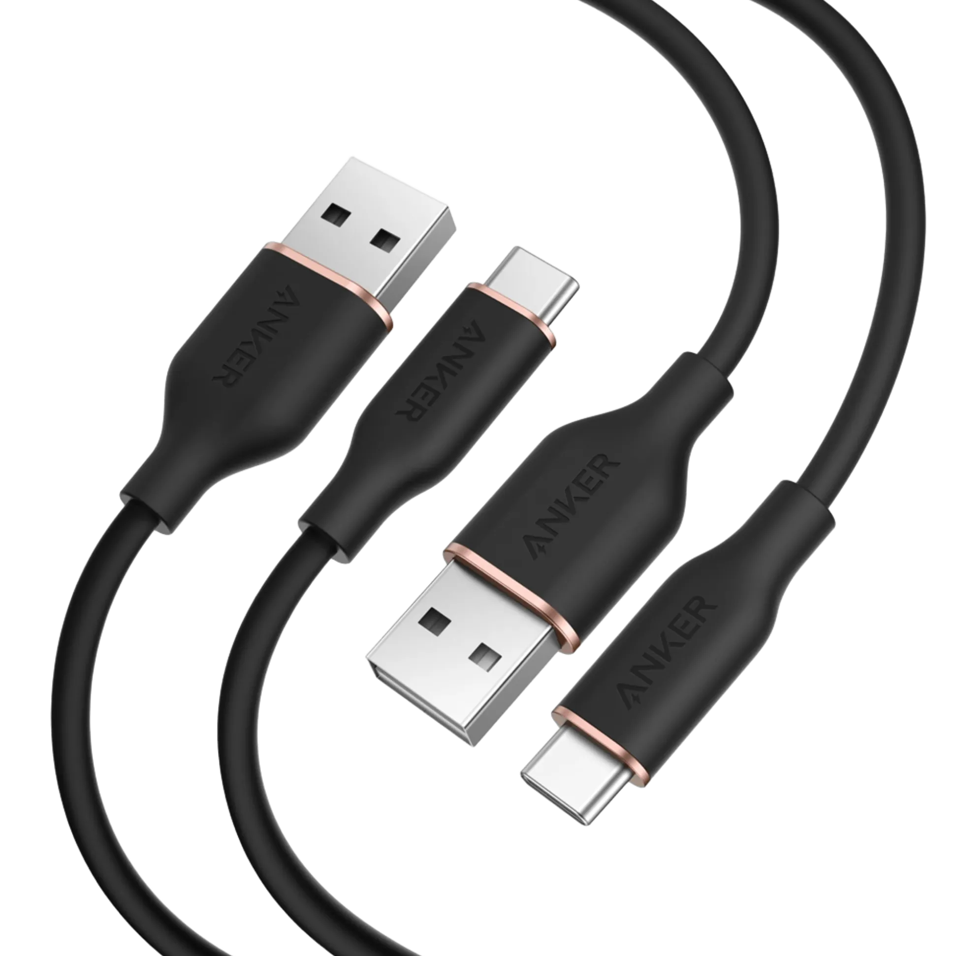 Anker 15W USB-A to USB-C Cable 2Pack (3 ft, Silicone)